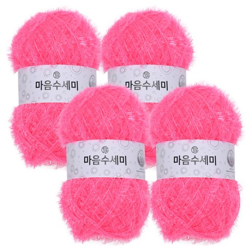 브랜드얀 마음 수세미 뜨개실 4p, 4 비치핑크