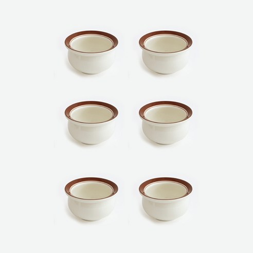 빈티지 라인 도자기 허니볼 브라운 120 x 70 mm, 6개