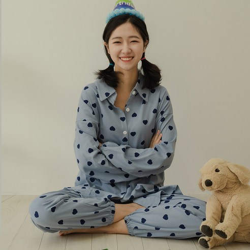 마른파이브 여성용 하트 순면 파자마 세트
