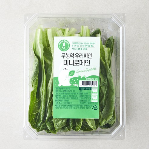 그린래빗 무농약 인증 유러피안 미니로메인 샐러드, 100g, 3개 로메인하트