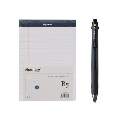 시그니처 리갈패드 B5 5p + 유니볼 제트스트림 다크계열 3색 볼펜 0.38mm, 리갈패드(화이트), 볼펜(랜덤발송), 1세트