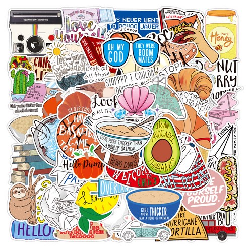 정월나나 프리미엄 노트북 캐리어 DIY 캠핑 스티커 50p 세트, 1세트, 스타일 07