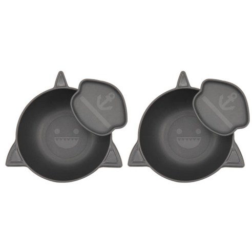 채널앤쥬 시리얼볼 + 종지 세트 상어, 블랙, 2세트