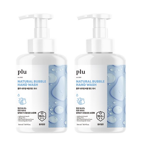 플루 내추럴 버블 핸드워시 플로럴향, 2개, 500ml