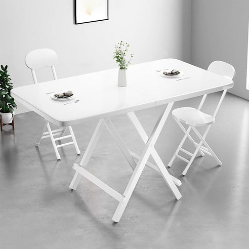 가구느낌 홈접이식 사각 철제 폴딩 테이블 1200 x 400 mm, 화이트화이트