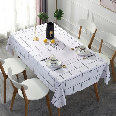 마켓에이 북유럽감성 PVC 가정용 식탁보, 심플화이트, 137 x 180 cm