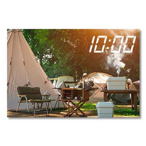 홈마인 LED 캔버스 프린팅 액자 시계 캠핑, 600-HM-CAMPING-15