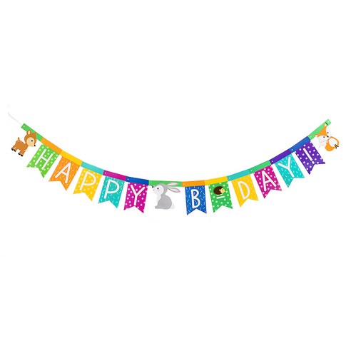 그라보 생일 가랜드 세트, 동물친구, 1세트