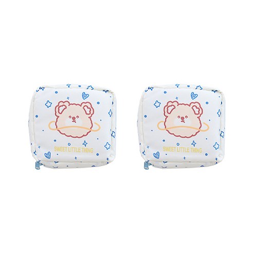 큐티 레인보우 토끼곰 스퀘어 생리대 위생 파우치 2p