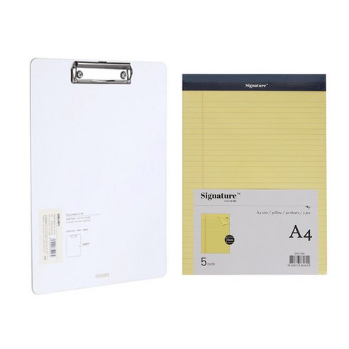 델리 린피니 클립보드 A4 + 시그니처 리갈패드 옐로우 A4 5p, 화이트, 1세트