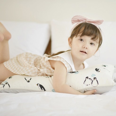 아띠블랑 인견 어린이베개 커버2p+ 속통1p, 스카이펭귄