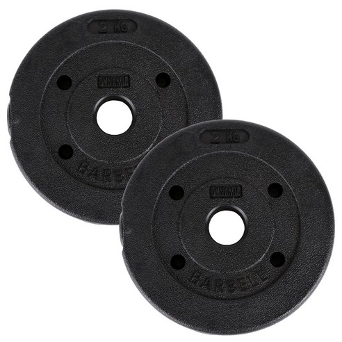 아리프 PVC 코팅 다이나믹 경량 바벨 원판 30mm용, 2kg, 2개, 블랙