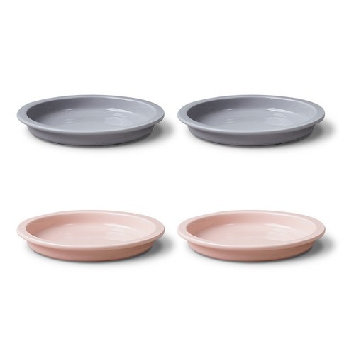 보울보울 노르딕볼볼 디저트 플레이트 접시 세트, 1세트, 그레이 19cm 2p + 핑크 2p
