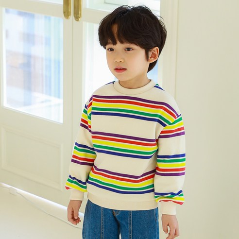 라라아망 아동용 멜로디 스트라이프 맨투맨