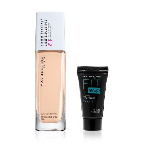 메이블린 슈퍼스테이 파운데이션 30ml + 미니 프라이머 5ml 세트, 112 내추럴 아이보리(파운데이션), 랜덤발송(프라이머), 1세트