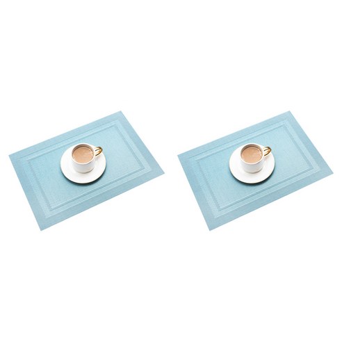 쾌청 어나더 양면 가죽 방수 사각 식탁보 매트, 아이보리 + 브라운, 60 x 80 cm, 1개 식탁매트 10 고급스러운 호텔 식탁 PVC 테이블 매트 2P, 스카이블루, 45 x 30 cm