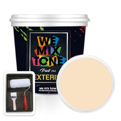 WEMIXTONE 외부용 EXTERIOR 페인트 3L + 붓 + 로울러 + 트레이 세트, WMT0353P01(페인트), 1개