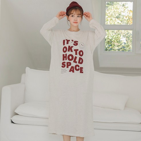 여성용 순면 스페이스 롱원피스 잠옷