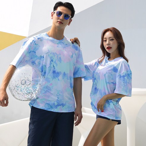 조이할리 선데이 빅사이즈 루즈핏 반팔 티셔츠, 블루