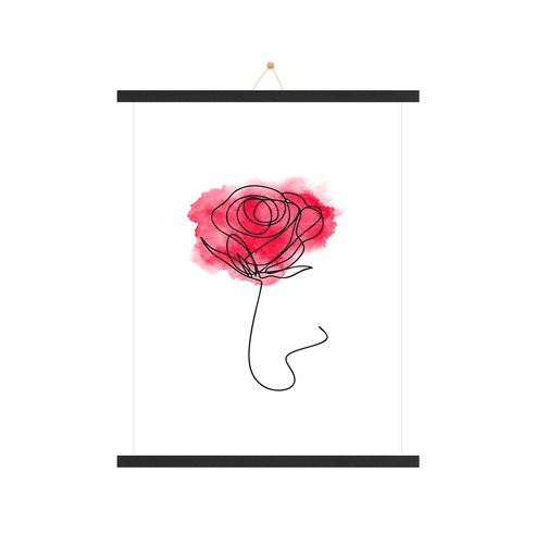 마벨인홈 인테리어 우드족자 + 장미H 그림 포스터 세트, 블랙