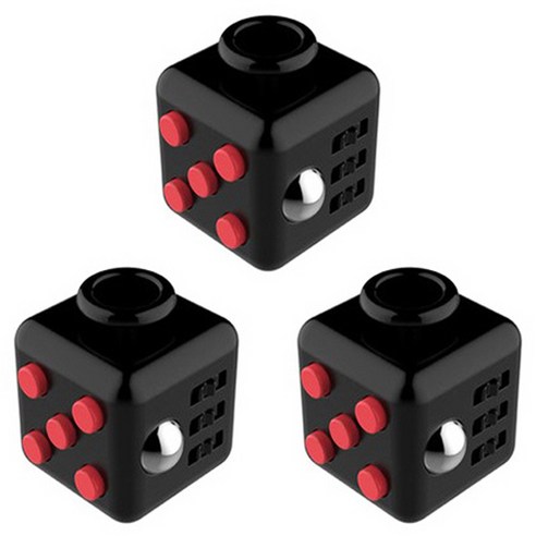댓츠댓 키덜트 피젯 6면 큐브 3p, 블랙 + 레드, 3개