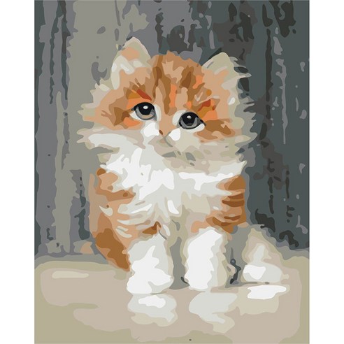 더웨일 DIY 유화 명화그리기 50 x 40 cm 고양이, 복실복실 고양이, 1개