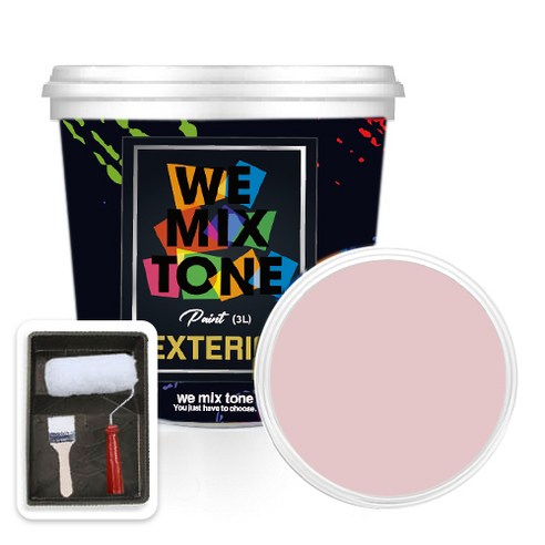 WEMIXTONE 외부용 EXTERIOR 페인트 3L + 붓 + 로울러 + 트레이 세트, WMT0533P01(페인트), 1개
