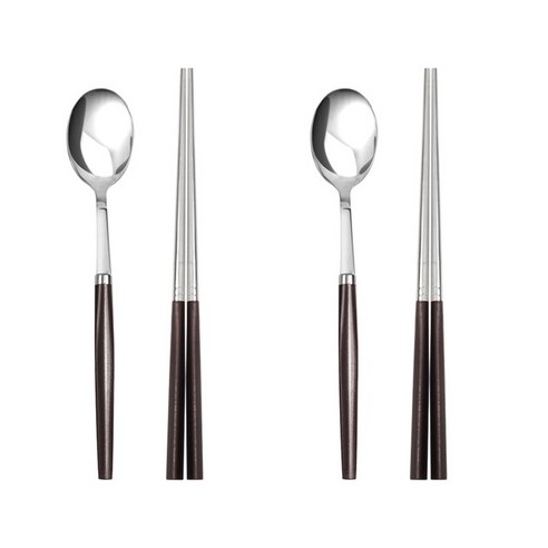 오리엔탈 삼각 커트러리 테이블 스푼 젓가락 세트, 다자색, 스푼 2p + 젓가락 2P