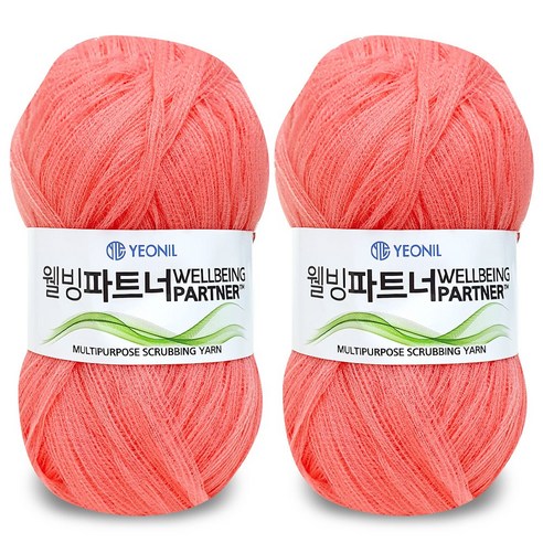 니뜨 웰빙파트너 수세미실 60g x 2p, 10 피치핑크, 1세트
