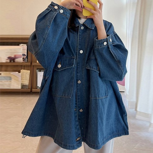 끌레느모네 여성용 오버핏 카라 벌룬 박스핏 청자켓