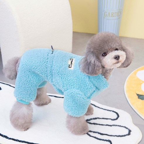 랜보어 반려동물 컬러 플리스 올인원, 블루