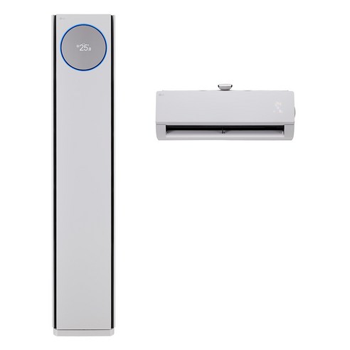LG 81.8㎡(24.8평) + 18.7㎡(5.7평) 휘센 오브제컬렉션 타워에어컨 2in1 프리미엄 크림 그레이 일반배관형 FQ25PDNYE2 방문설치, FQ25PDNYEN