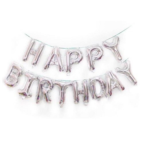 HAPPY BIRTHDAY 생일파티 풍선 세트, 실버, 2세트