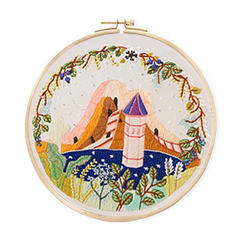 코쿼드 DIY 초보자용 십자수 프랑스자수 패키지 세트 25cm, 1세트, 알록달록성
