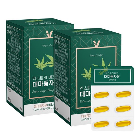 비카인 엑스트라 버진 대마종자유 캡슐 영양제 1000mg, 2개