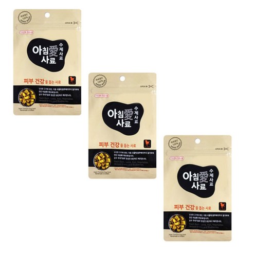 아침애사료 반려견 지퍼백 간편급여 여행용 피부 수제사료 3p, 오리, 200g, 3개