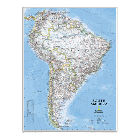 지도닷컴 내셔널지오그래픽 남아메리카 전도 코팅형 소 78 x 110 cm 아메리카지도, 1개