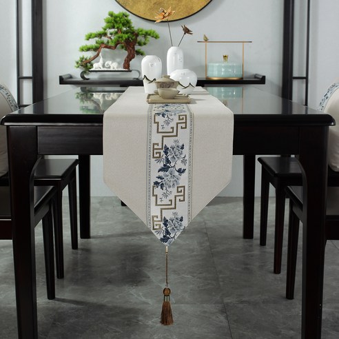 세이프탑 고급 중국풍 테이블러너, 02 내셔널 베이지, 33 x 200 cm