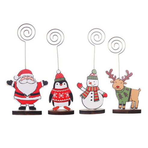 에버율 크리스마스 메모꽂이 4종 세트, 산타,펭귄,루돌프,눈사람