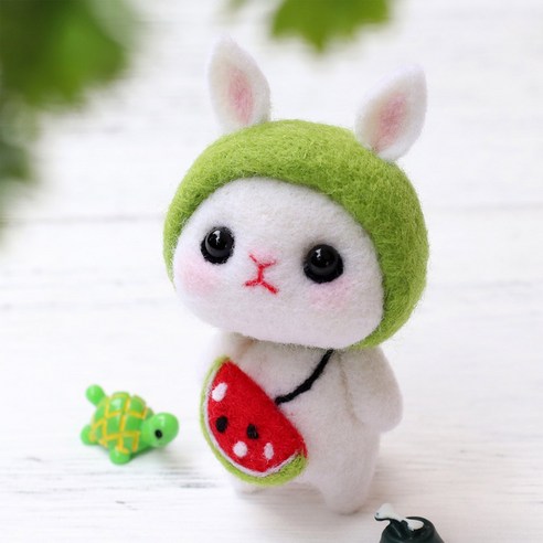 양모펠트 DIY 키트, 1세트, 수박토끼