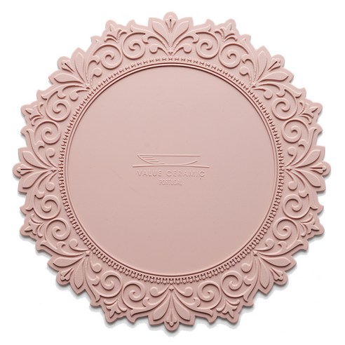 벨류세라믹 아멜리아 플레이트 실리콘 테이블매트, 핑크, 35cm