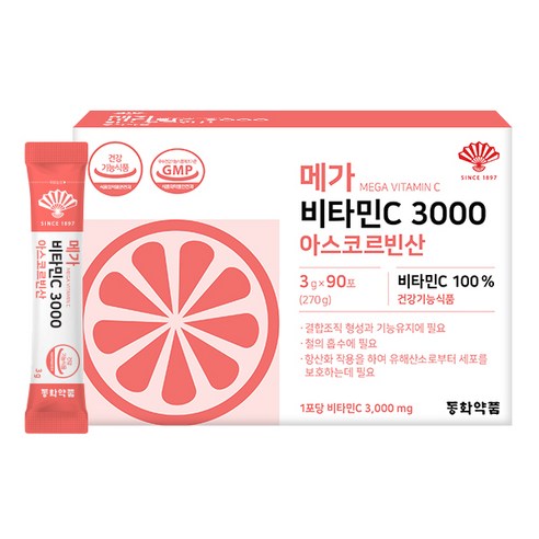 동화약품 메가 비타민C 3000 아스코르빈산 90p, 1개, 270g