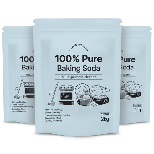 생활공식 100 Pure 베이킹소다, 2kg, 3개