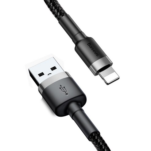 베이스어스 카풀 USB-8핀 아이폰 라이트닝 고속충전 케이블, 2m, 그레이블랙, 1개