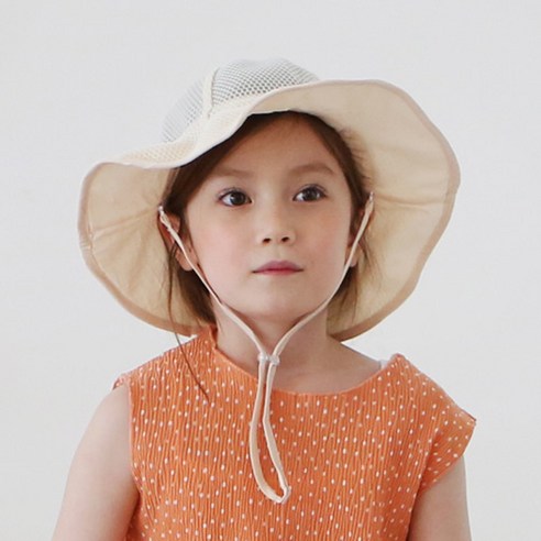 카카푸푸 아동용 밀크 스트랩 네트썬햇 벙거지