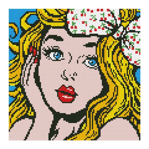 아이러브페인팅 DIY 보석십자수 캔버스형 러블리 30 x 30 cm, 노란머리 소녀, 1개