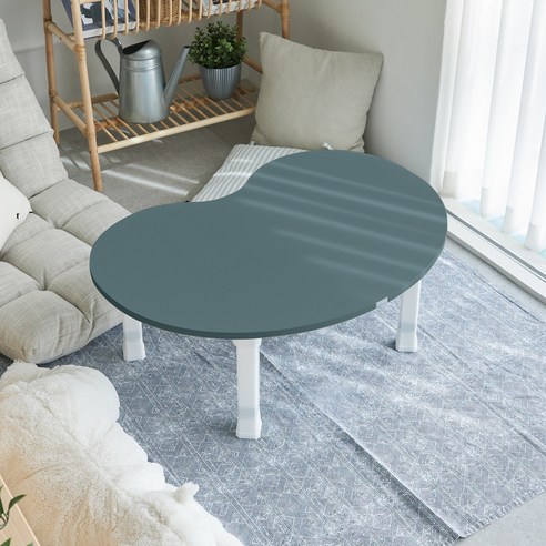 스토리퍼니쳐 E0 LPM 라운드 땅콩 테이블, 무광 터키쉬그린, 790 x 550 mm