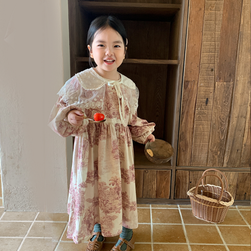 女童 幼兒 兒童 青少年 一件 裙子 秋季 春季 長裙 抽褶