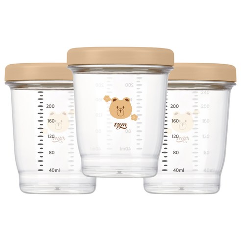 티지엠 에코젠 이유식 보관 용기, 240ml, 탠브라운, 1세트