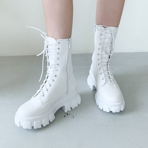 슈아 여성용 레이스업 통굽 미들 워커 부츠 6cm 5295